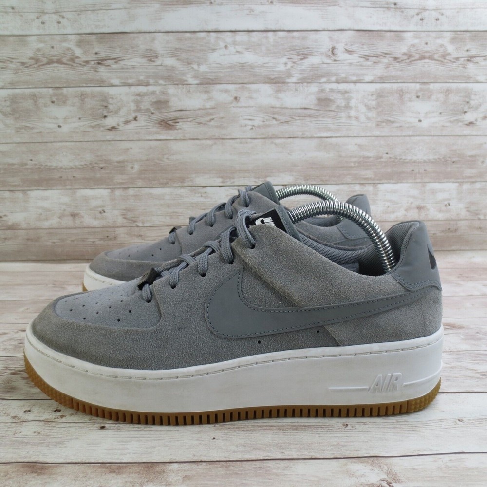 Nike Shoes Womens 10 Gray Sneaker Air Force 1 Sage Platform Suede Shoe Casual *